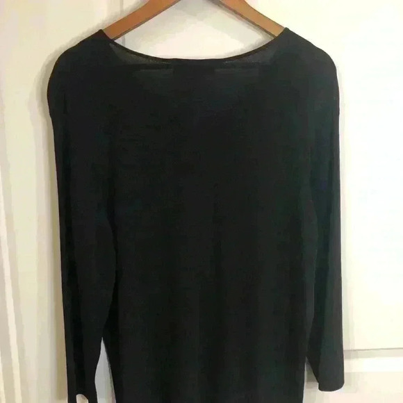 Y2K Kikit Studio Too Ladies Black Silver Ring Knit Sweater 3/4 Sleeves size 1X - Picture 2 of 4